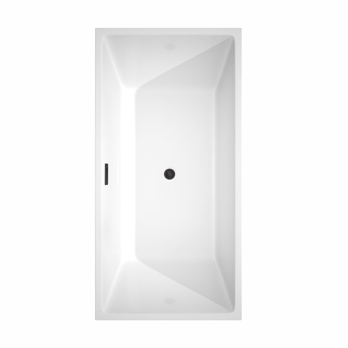 Sara 63 Inch Freestanding Bathtub in White with Floor Mounted Faucet Drain and Overflow Trim in Matte Black