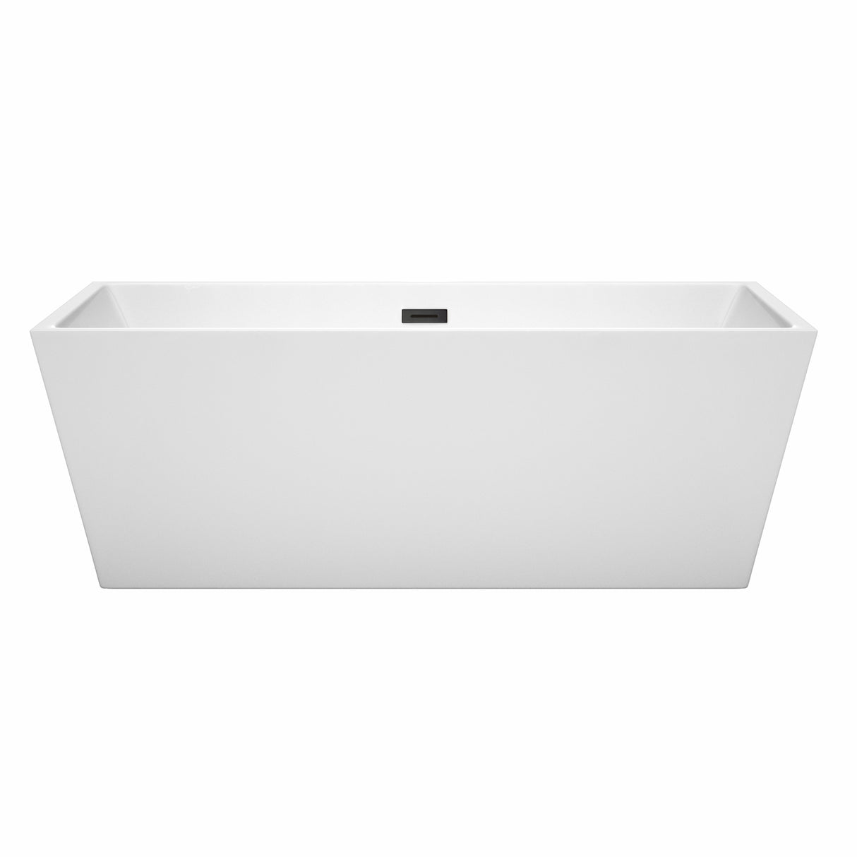 Sara 67 Inch Freestanding Bathtub in White with Matte Black Drain and Overflow Trim
