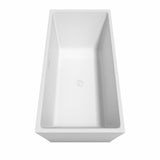 Sara 67 Inch Freestanding Bathtub in White with Shiny White Trim and Floor Mounted Faucet in Matte Black