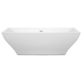 Maryam 71 Inch Freestanding Bathtub in White with Shiny White Drain and Overflow Trim