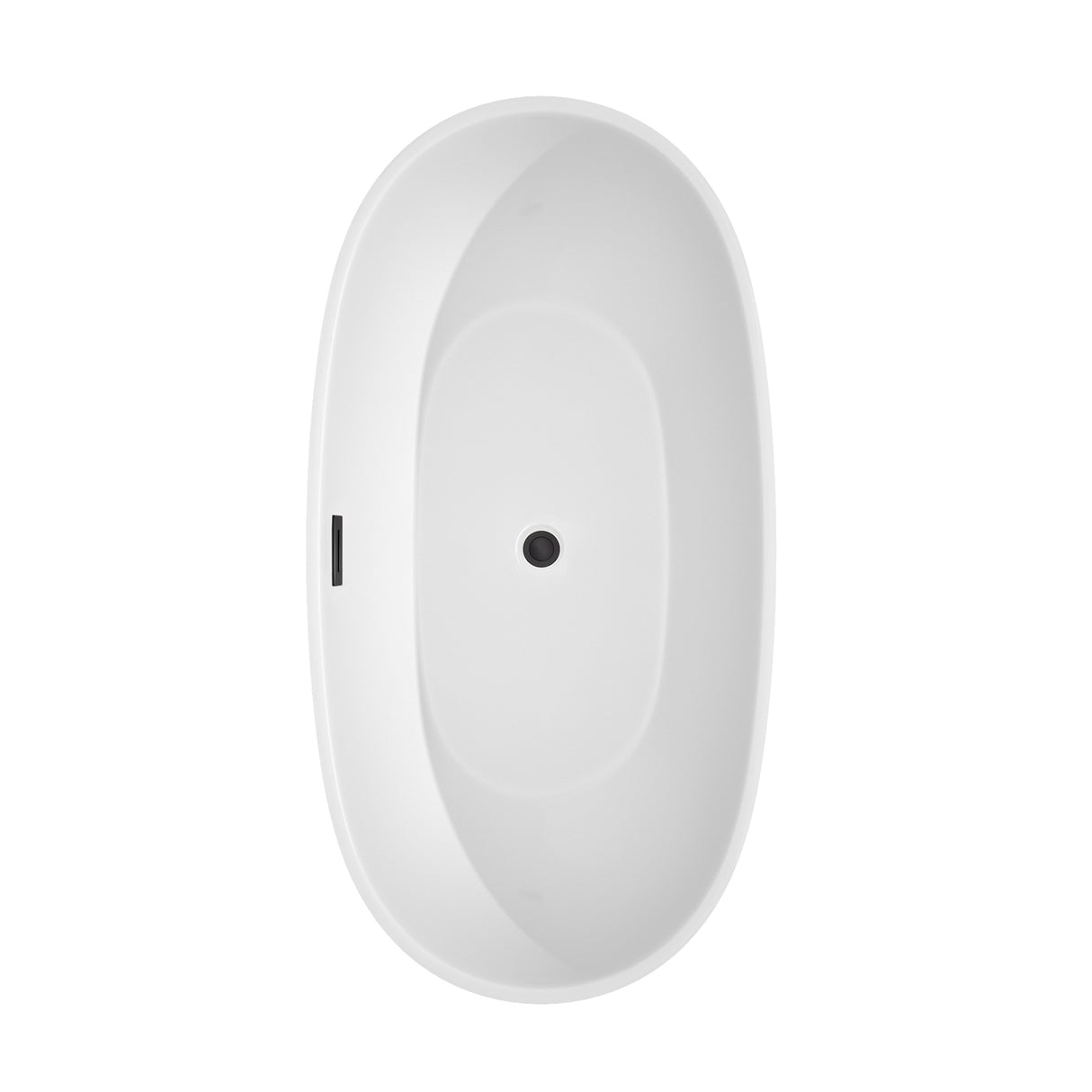 Juno 63 Inch Freestanding Bathtub in White with Matte Black Drain and Overflow Trim