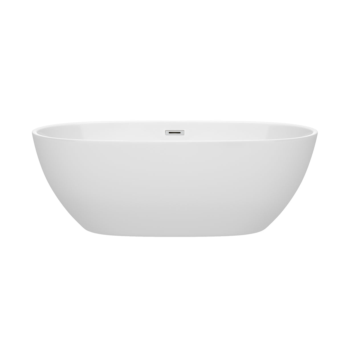 Juno 67 Inch Freestanding Bathtub in White with Polished Chrome Drain and Overflow Trim