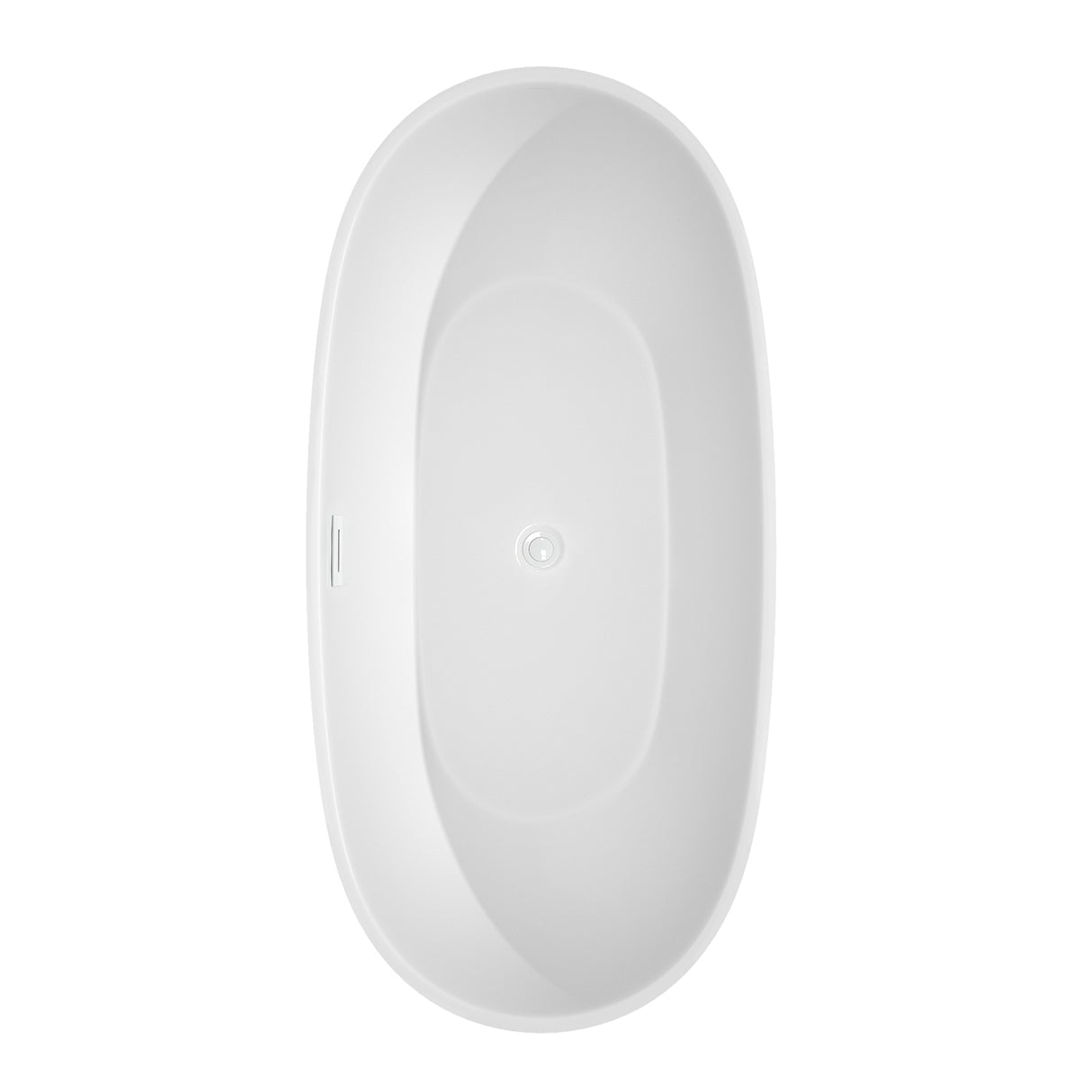 Juno 67 Inch Freestanding Bathtub in White with Shiny White Trim and Floor Mounted Faucet in Matte Black