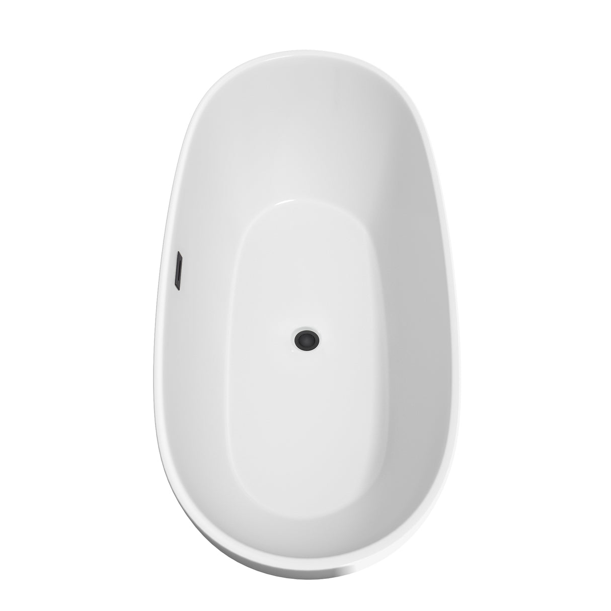 Juno 71 Inch Freestanding Bathtub in White with Floor Mounted Faucet Drain and Overflow Trim in Matte Black