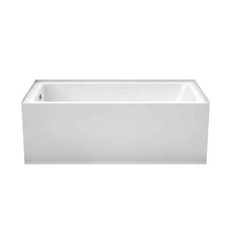 Grayley 60 x 30 Inch Alcove Bathtub in White with Left-Hand Drain and Overflow Trim in Brushed Nickel