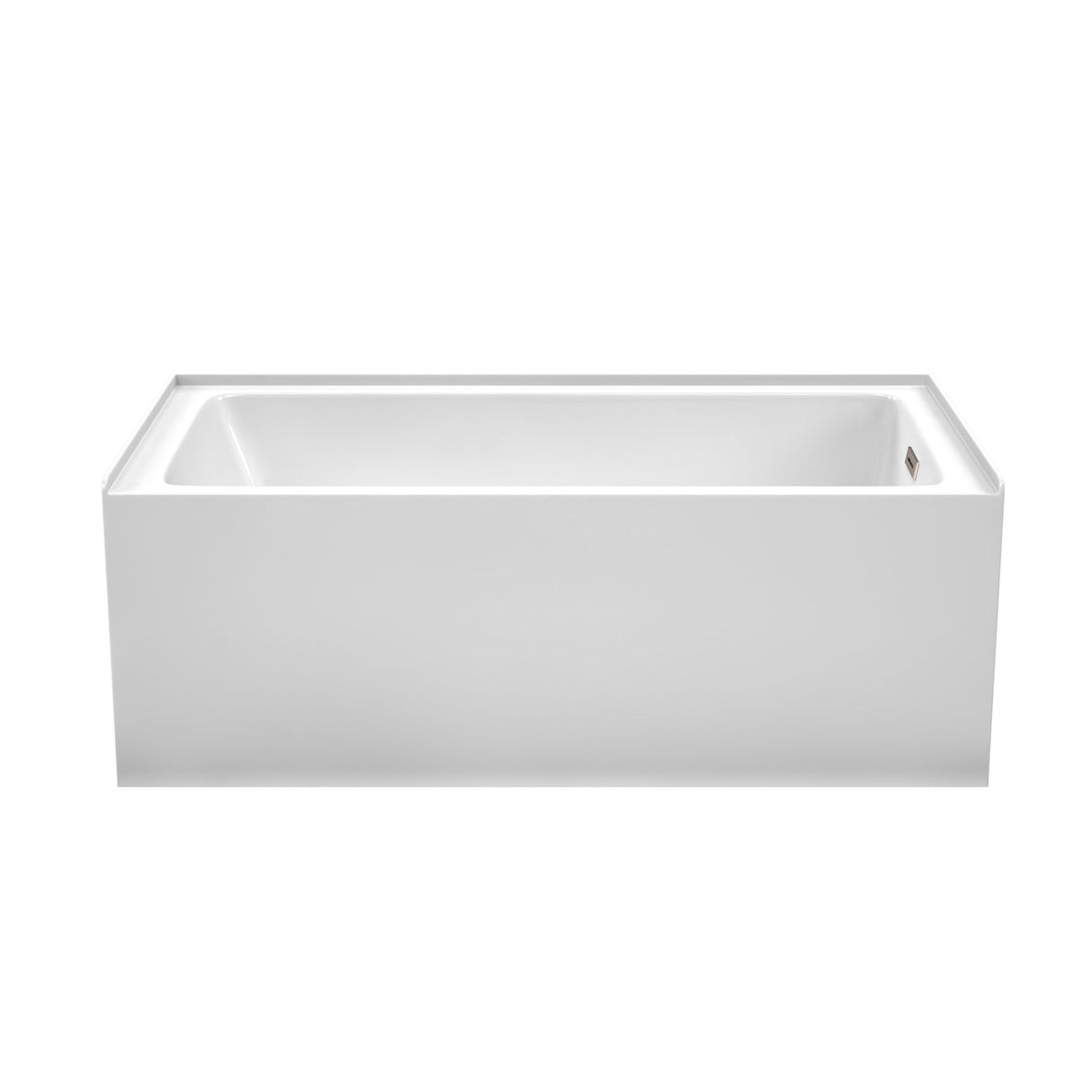 Grayley 60 x 32 Inch Alcove Bathtub in White with Right-Hand Drain and Overflow Trim in Brushed Nickel
