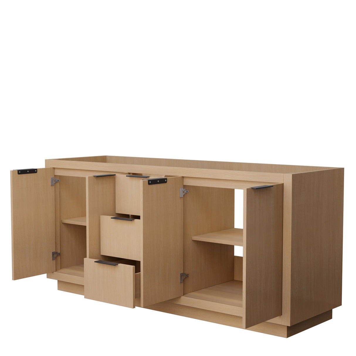 Maroni 72 Inch Double Bathroom Vanity in Light Straw No Countertop No Sink Matte Black Trim