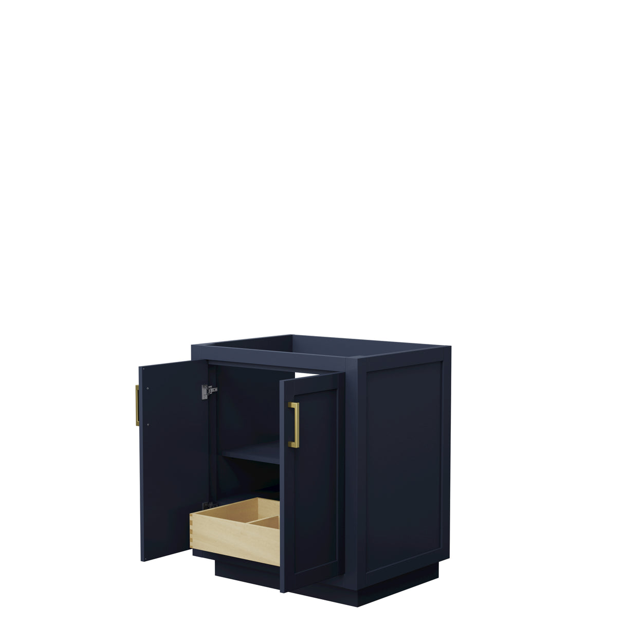 Miranda 30 Inch Single Bathroom Vanity in Dark Blue No Countertop No Sink Brushed Gold Trim