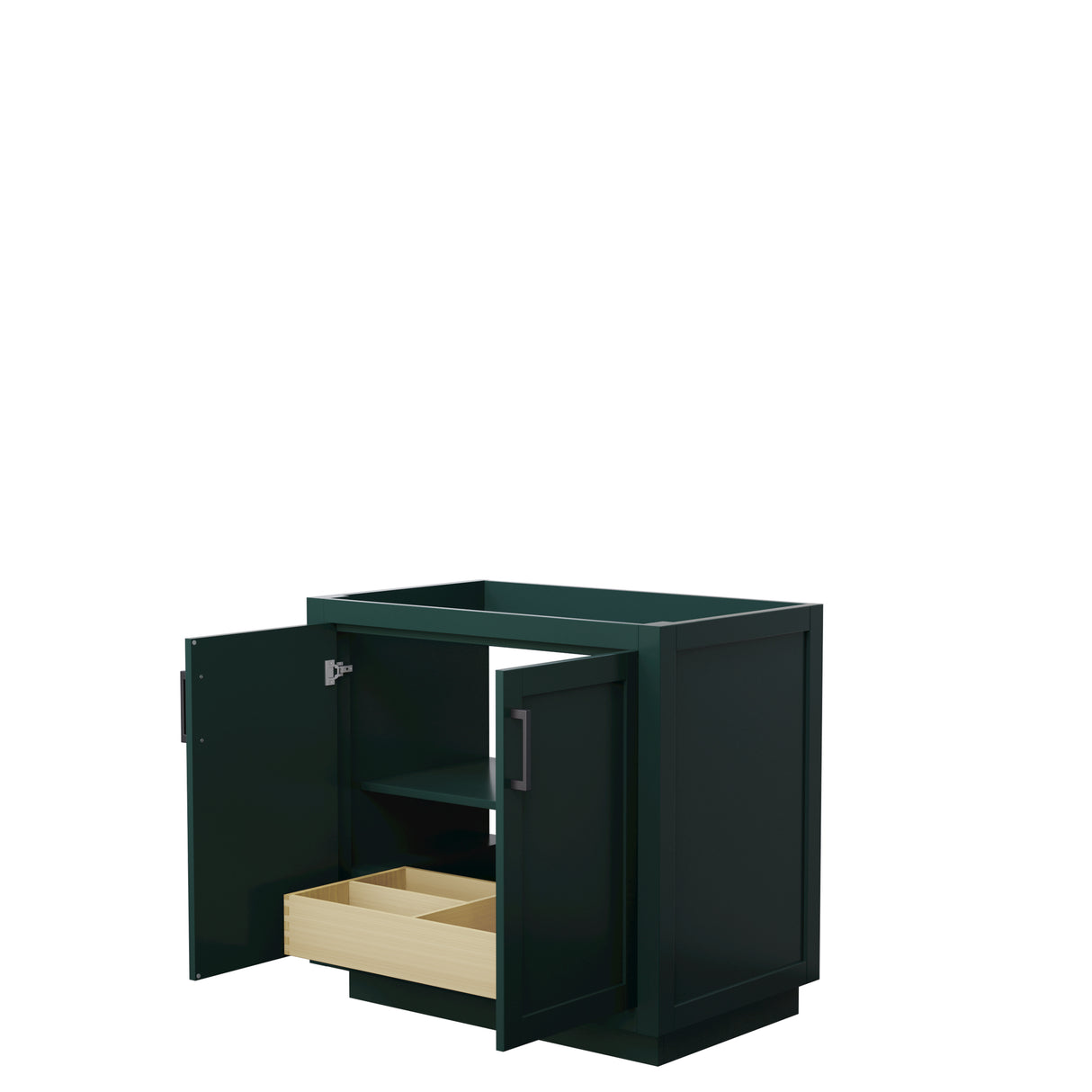 Miranda 36 Inch Single Bathroom Vanity in Green No Countertop No Sink Matte Black Trim