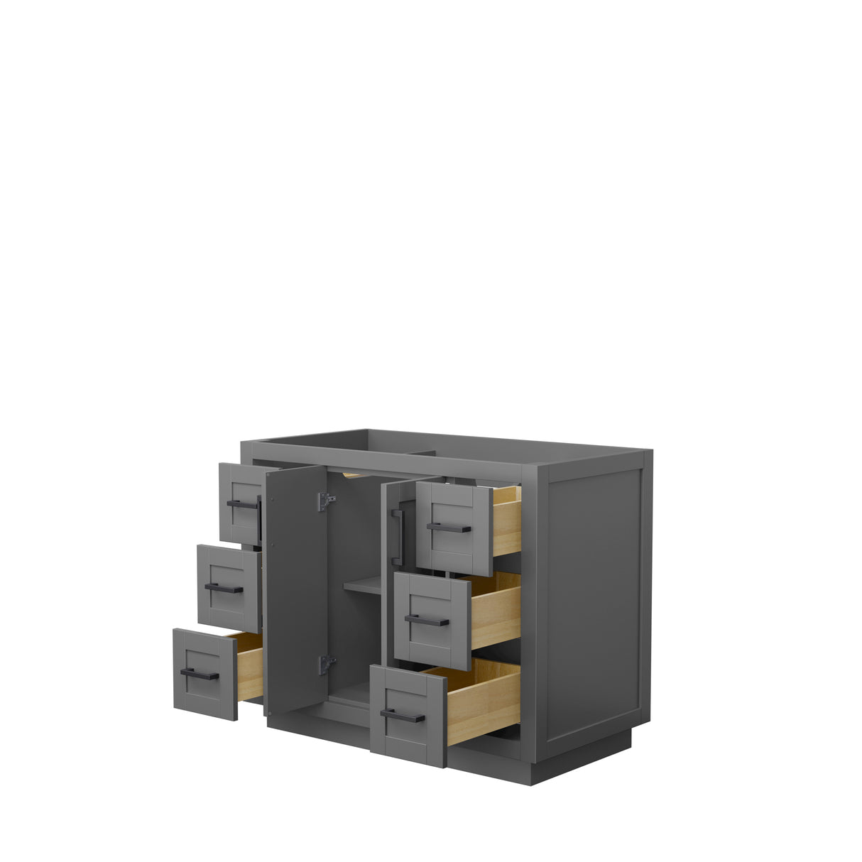 Miranda 42 Inch Single Bathroom Vanity in Dark Gray No Countertop No Sink Matte Black Trim