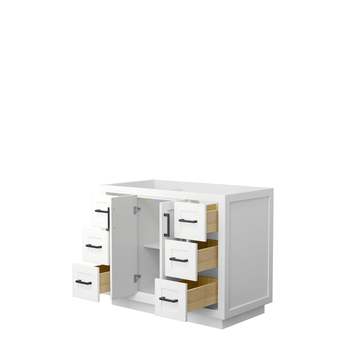 Miranda 42 Inch Single Bathroom Vanity in White No Countertop No Sink Matte Black Trim