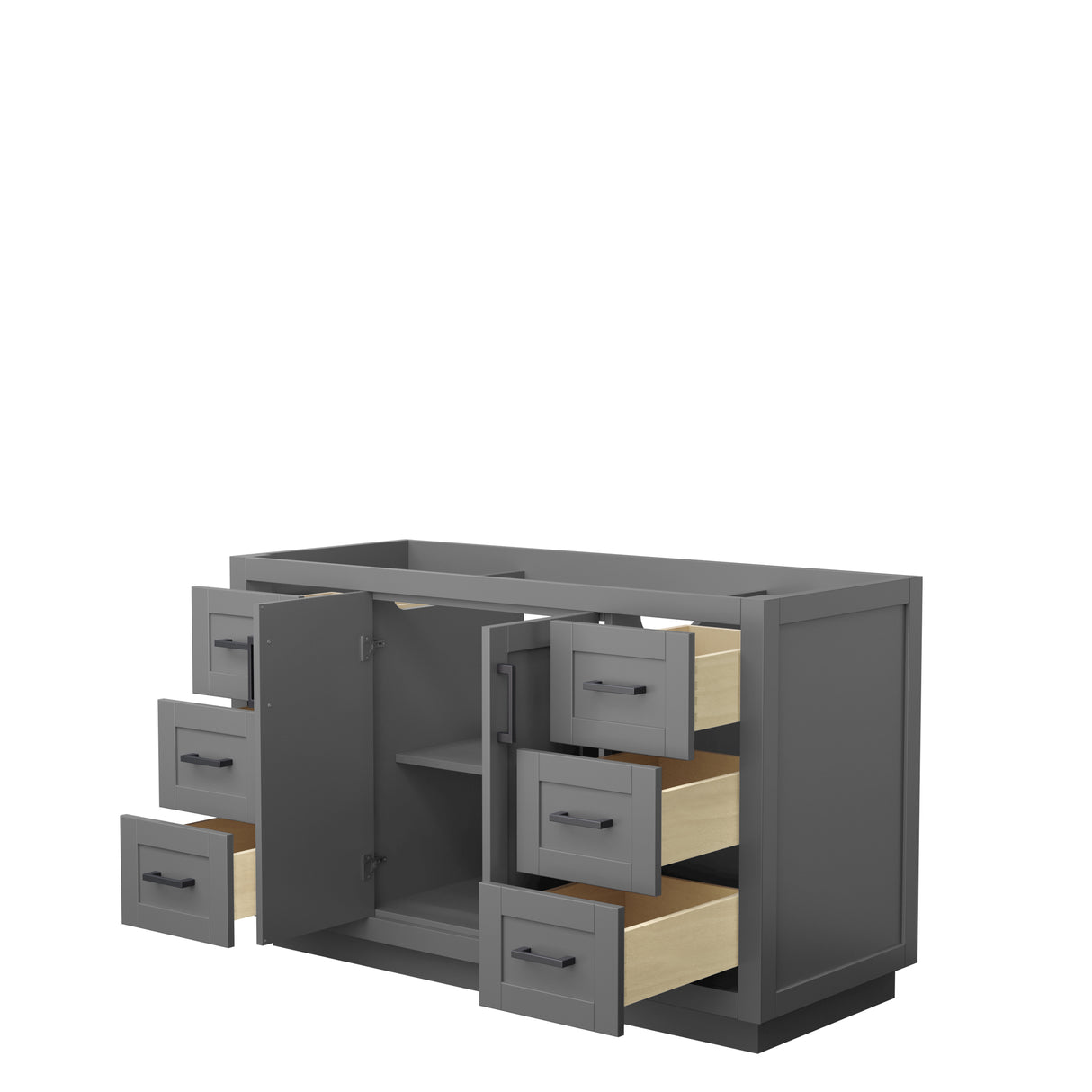 Miranda 54 Inch Single Bathroom Vanity in Dark Gray No Countertop No Sink Matte Black Trim