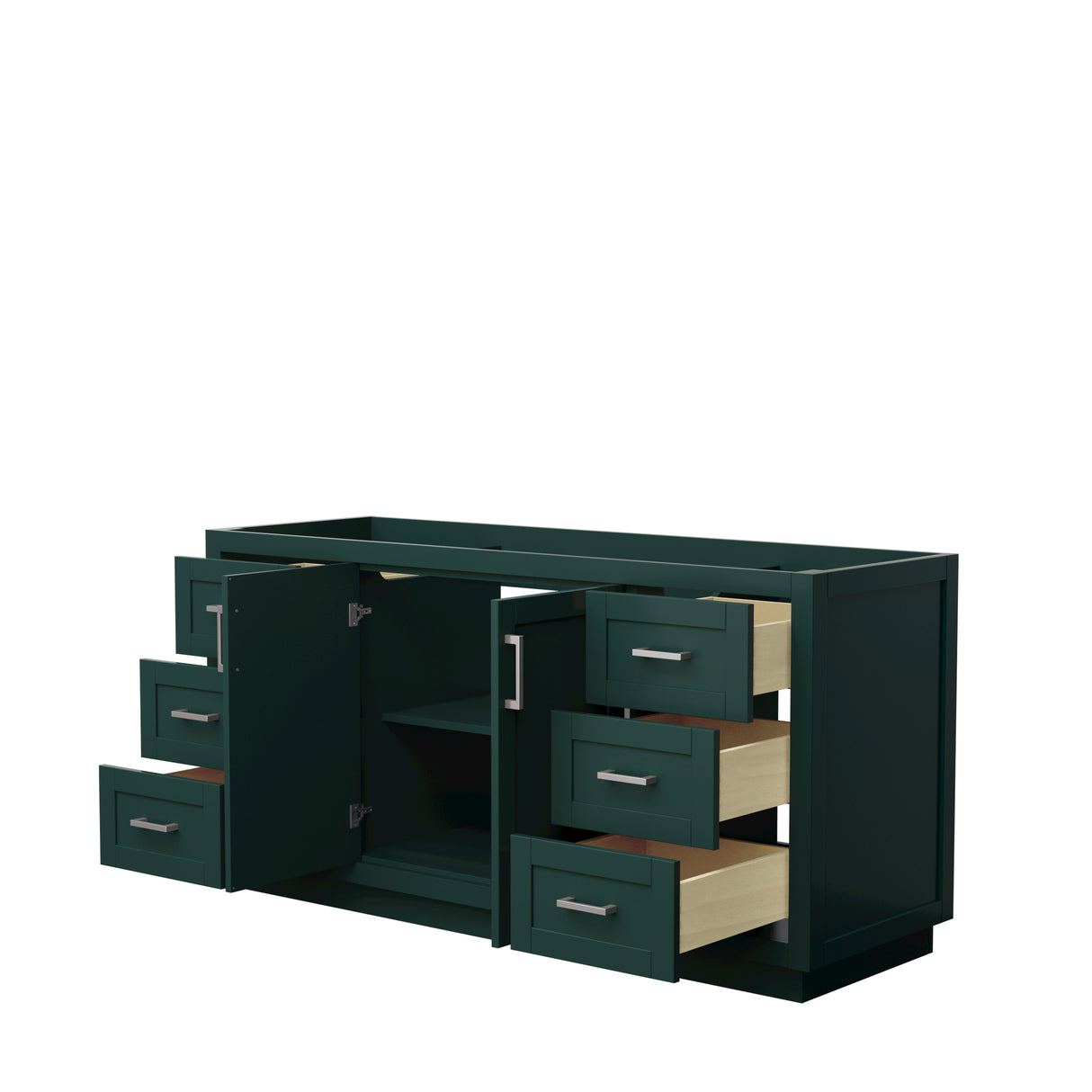 Miranda 66 Inch Single Bathroom Vanity in Green No Countertop No Sink Brushed Nickel Trim