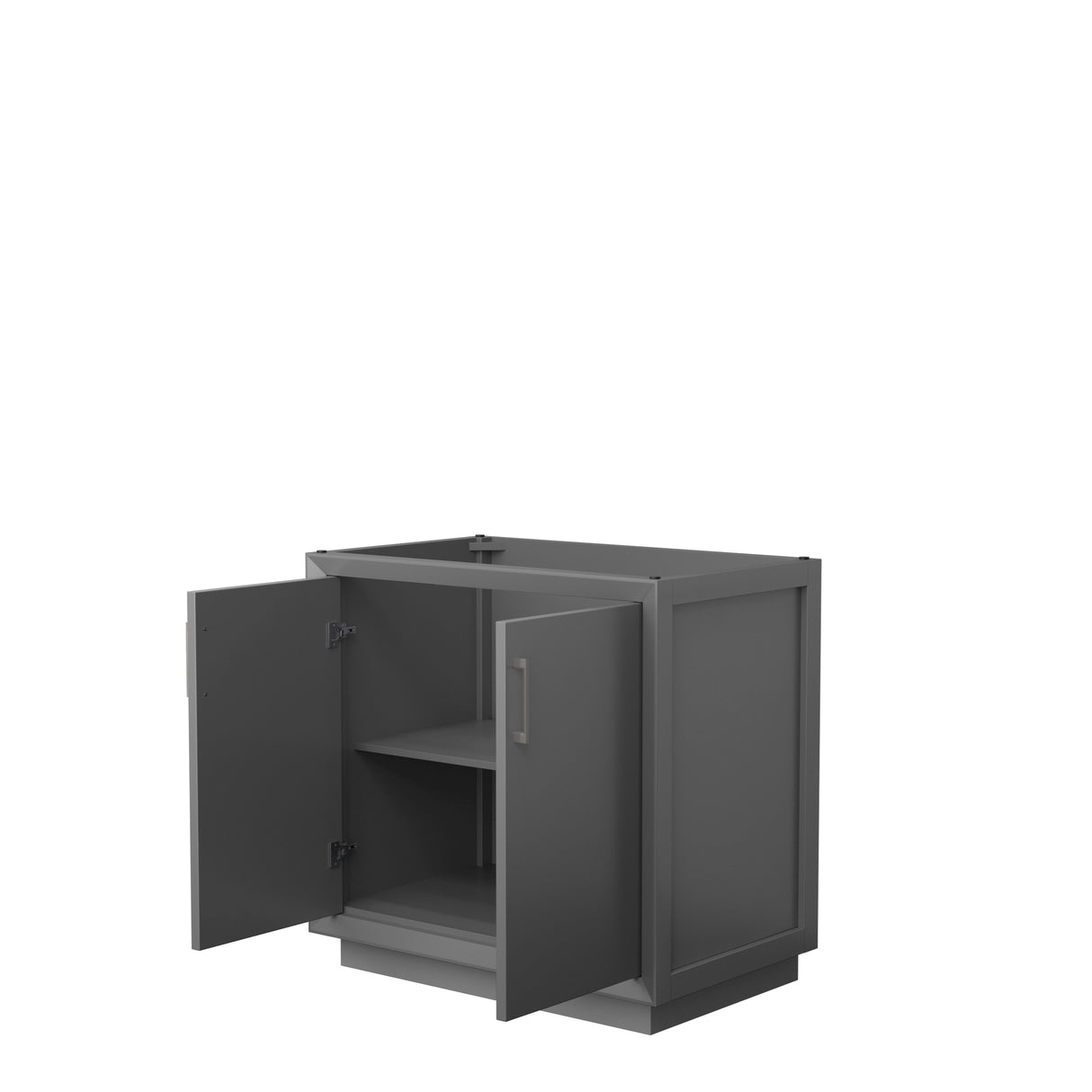 Strada 36 Inch Single Bathroom Vanity in Dark Gray No Countertop No Sink Brushed Nickel Trim
