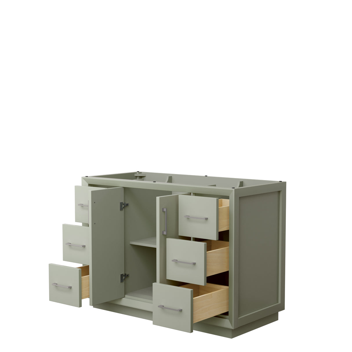 Strada 48 Inch Single Bathroom Vanity in Light Green No Countertop No Sink Brushed Nickel Trim