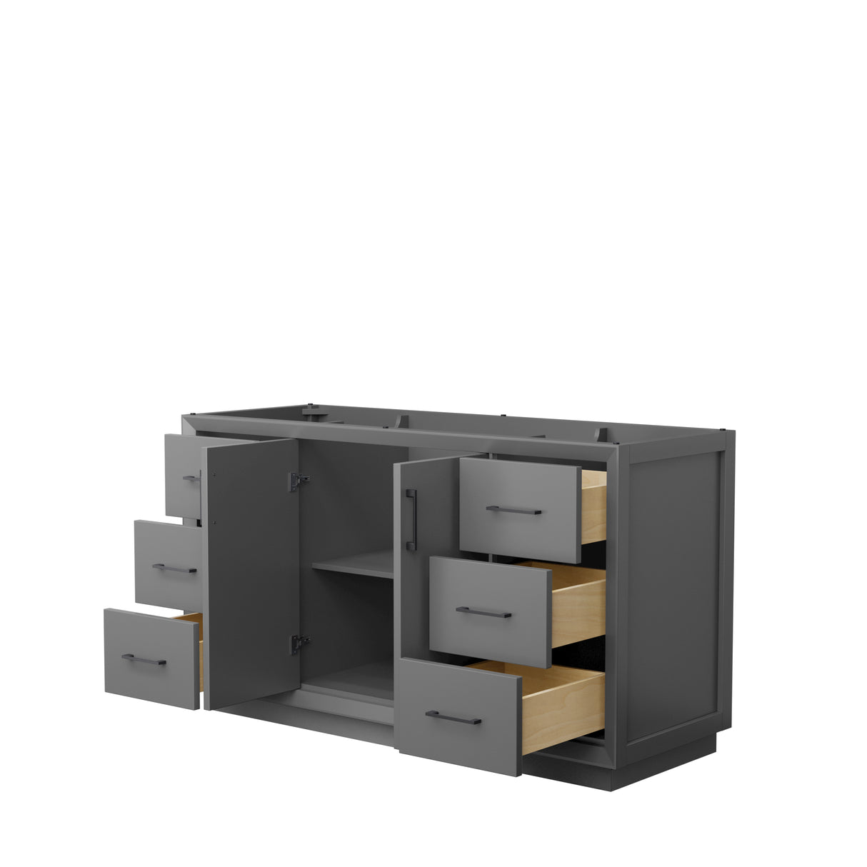 Strada 60 Inch Single Bathroom Vanity in Dark Gray No Countertop No Sink Matte Black Trim