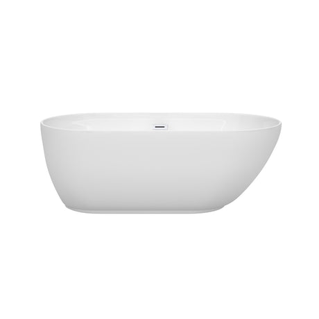 Melissa 60 Inch Freestanding Bathtub in White with Shiny White Drain and Overflow Trim