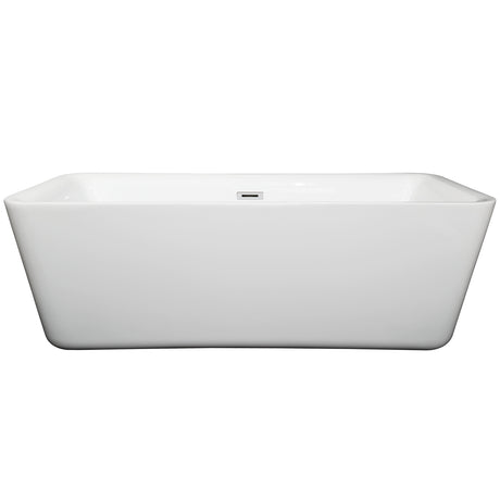 Emily 69 Inch Freestanding Bathtub in White with Polished Chrome Drain and Overflow Trim