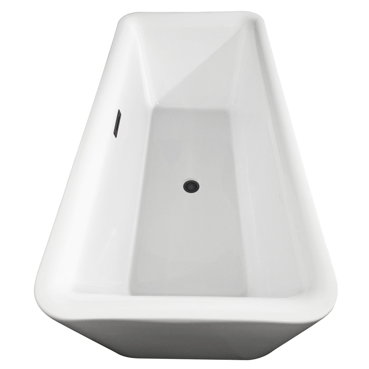 Emily 69 Inch Freestanding Bathtub in White with Matte Black Drain and Overflow Trim
