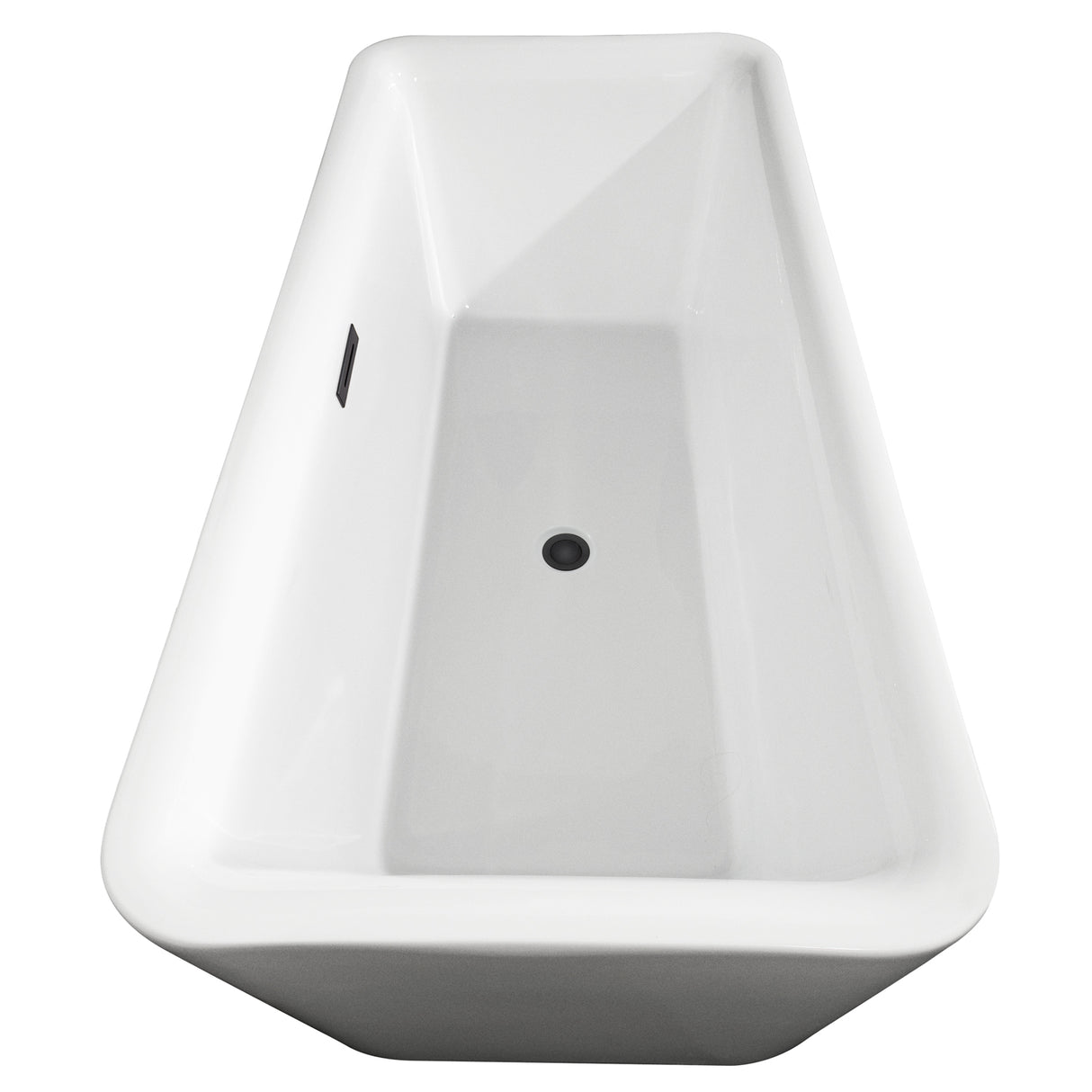 Emily 69 Inch Freestanding Bathtub in White with Floor Mounted Faucet Drain and Overflow Trim in Matte Black