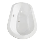 Soho 60 Inch Freestanding Bathtub in White with Floor Mounted Faucet Drain and Overflow Trim in Brushed Nickel