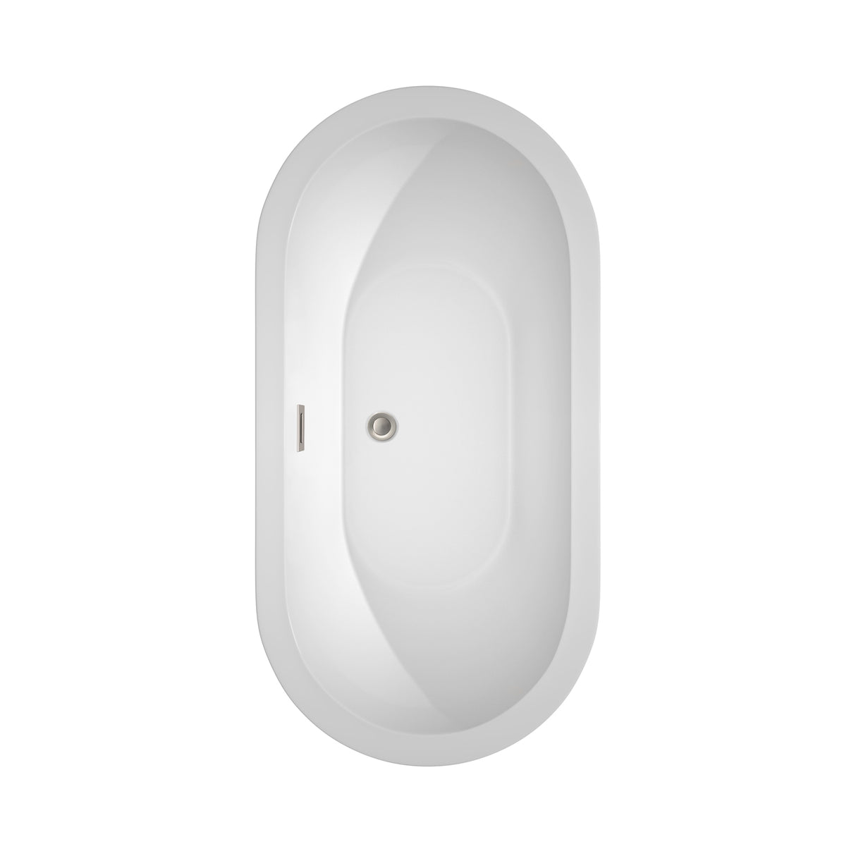 Soho 60 Inch Freestanding Bathtub in White with Brushed Nickel Drain and Overflow Trim