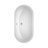 Soho 60 Inch Freestanding Bathtub in White with Brushed Nickel Drain and Overflow Trim