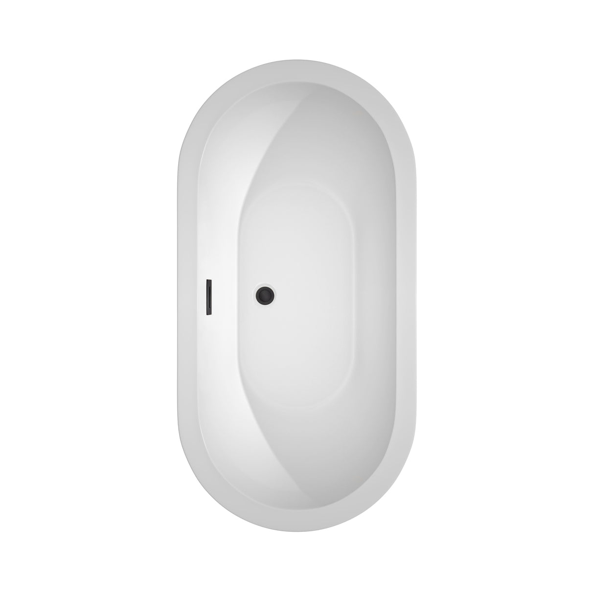 Soho 60 Inch Freestanding Bathtub in White with Floor Mounted Faucet Drain and Overflow Trim in Matte Black