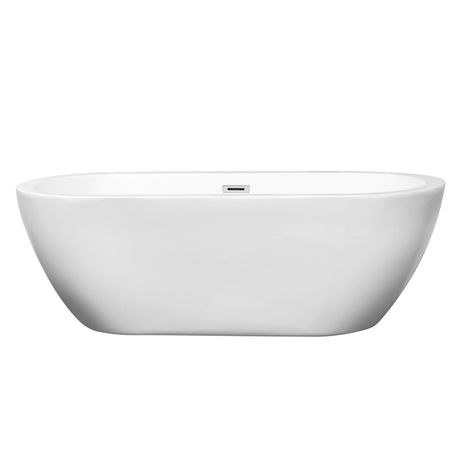 Soho 68 Inch Freestanding Bathtub in White with Polished Chrome Drain and Overflow Trim