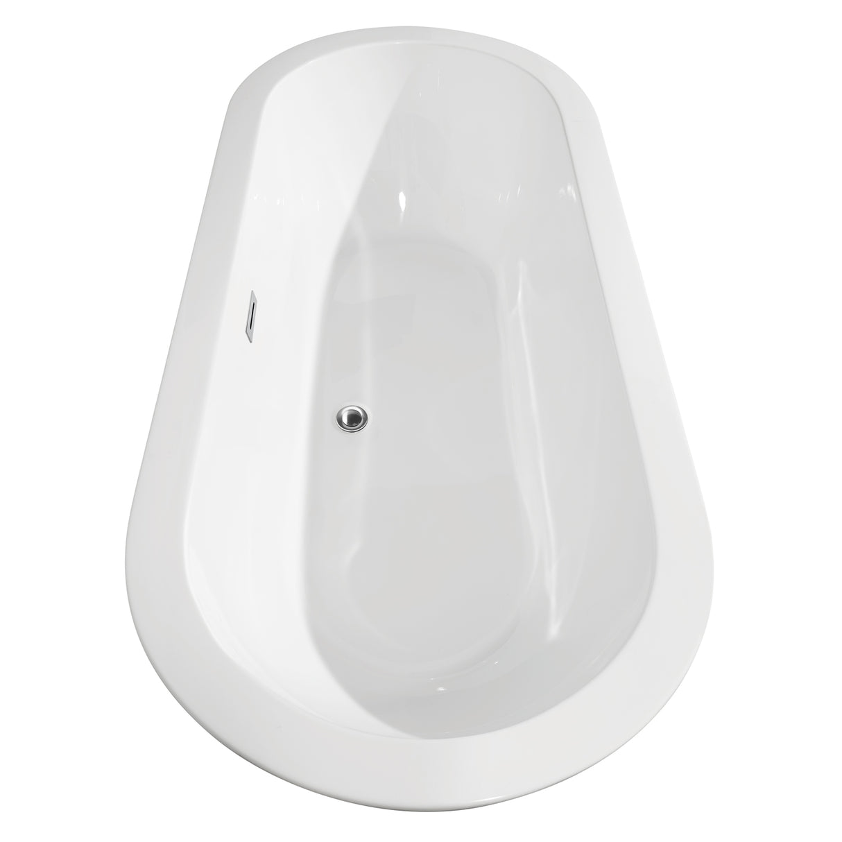 Soho 68 Inch Freestanding Bathtub in White with Floor Mounted Faucet Drain and Overflow Trim in Polished Chrome