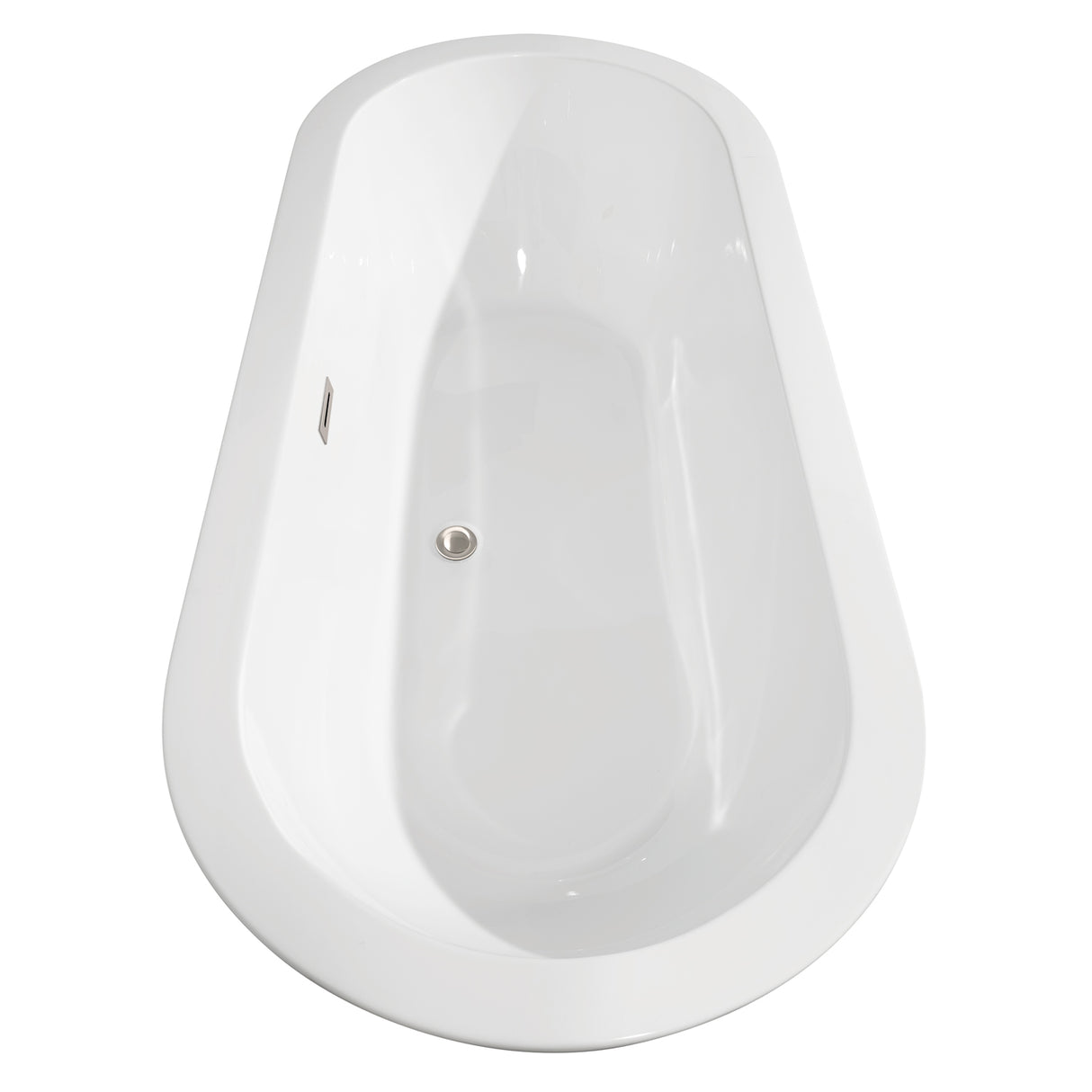 Soho 68 Inch Freestanding Bathtub in White with Brushed Nickel Drain and Overflow Trim