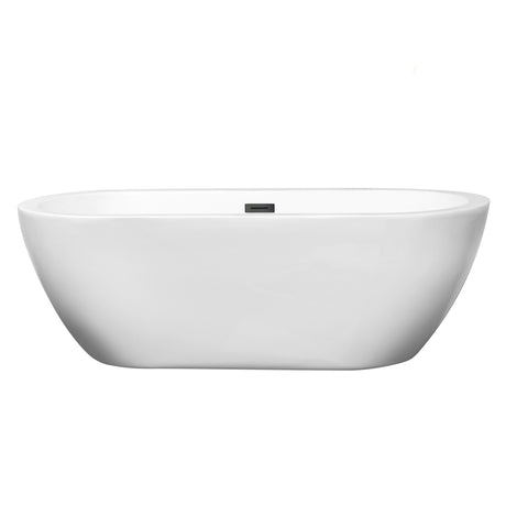 Soho 68 Inch Freestanding Bathtub in White with Matte Black Drain and Overflow Trim