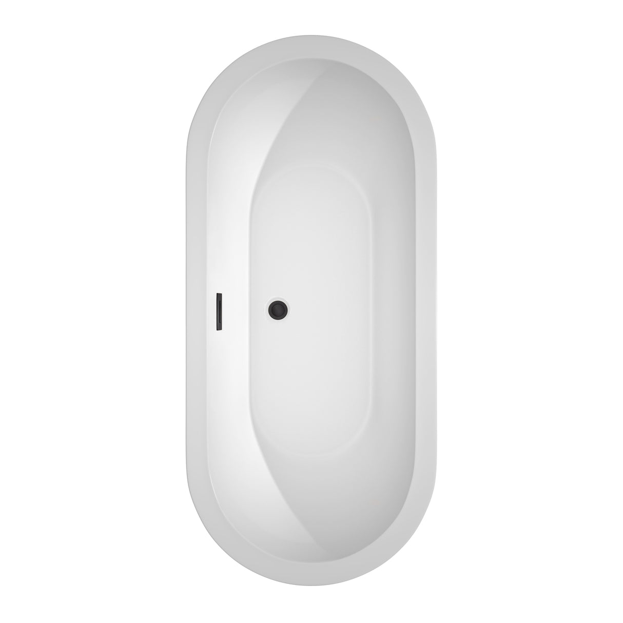 Soho 68 Inch Freestanding Bathtub in White with Floor Mounted Faucet Drain and Overflow Trim in Matte Black