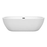 Soho 72 Inch Freestanding Bathtub in White with Matte Black Drain and Overflow Trim