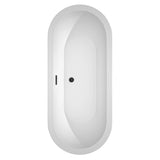 Soho 72 Inch Freestanding Bathtub in White with Matte Black Drain and Overflow Trim