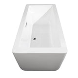 Laura 59 Inch Freestanding Bathtub in White with Polished Chrome Trim and Floor Mounted Faucet in Brushed Gold