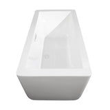 Laura 59 Inch Freestanding Bathtub in White with Shiny White Trim and Floor Mounted Faucet in Matte Black