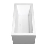 Melody 60 Inch Freestanding Bathtub in White with Shiny White Trim and Floor Mounted Faucet in Brushed Gold