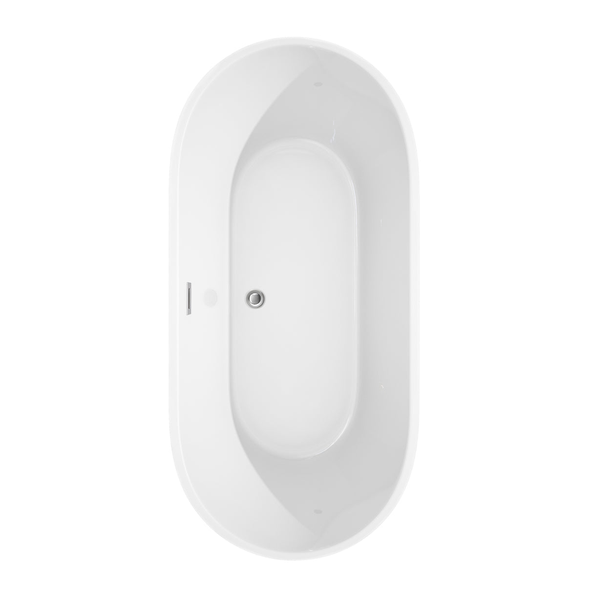 Carissa 67 Inch Freestanding Bathtub in White with Polished Chrome Drain and Overflow Trim