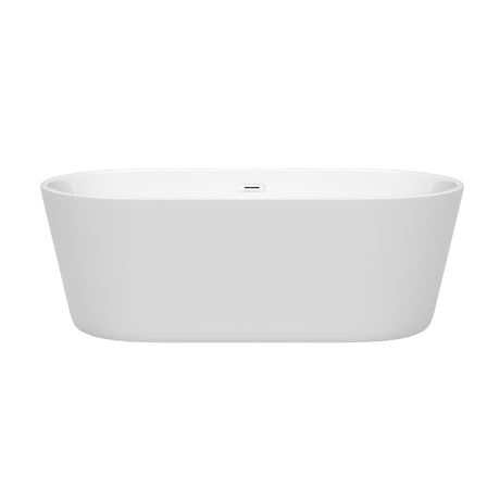 Carissa 67 Inch Freestanding Bathtub in White with Shiny White Drain and Overflow Trim