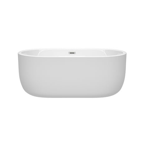 Juliette 60 Inch Freestanding Bathtub in White with Polished Chrome Drain and Overflow Trim