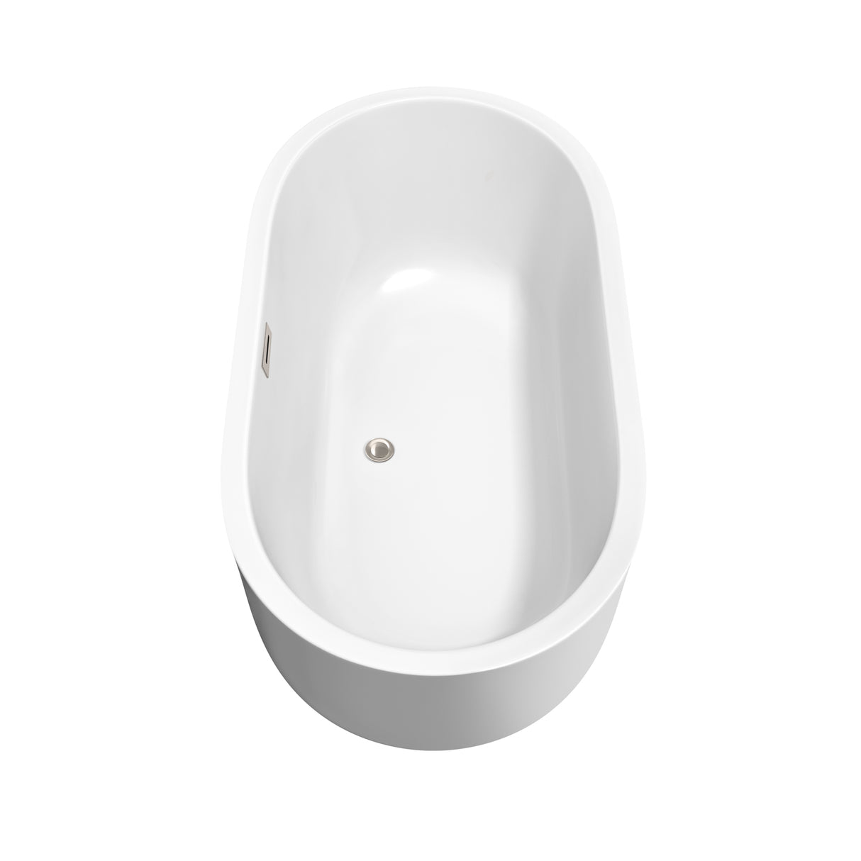 Juliette 60 Inch Freestanding Bathtub in White with Floor Mounted Faucet Drain and Overflow Trim in Brushed Nickel