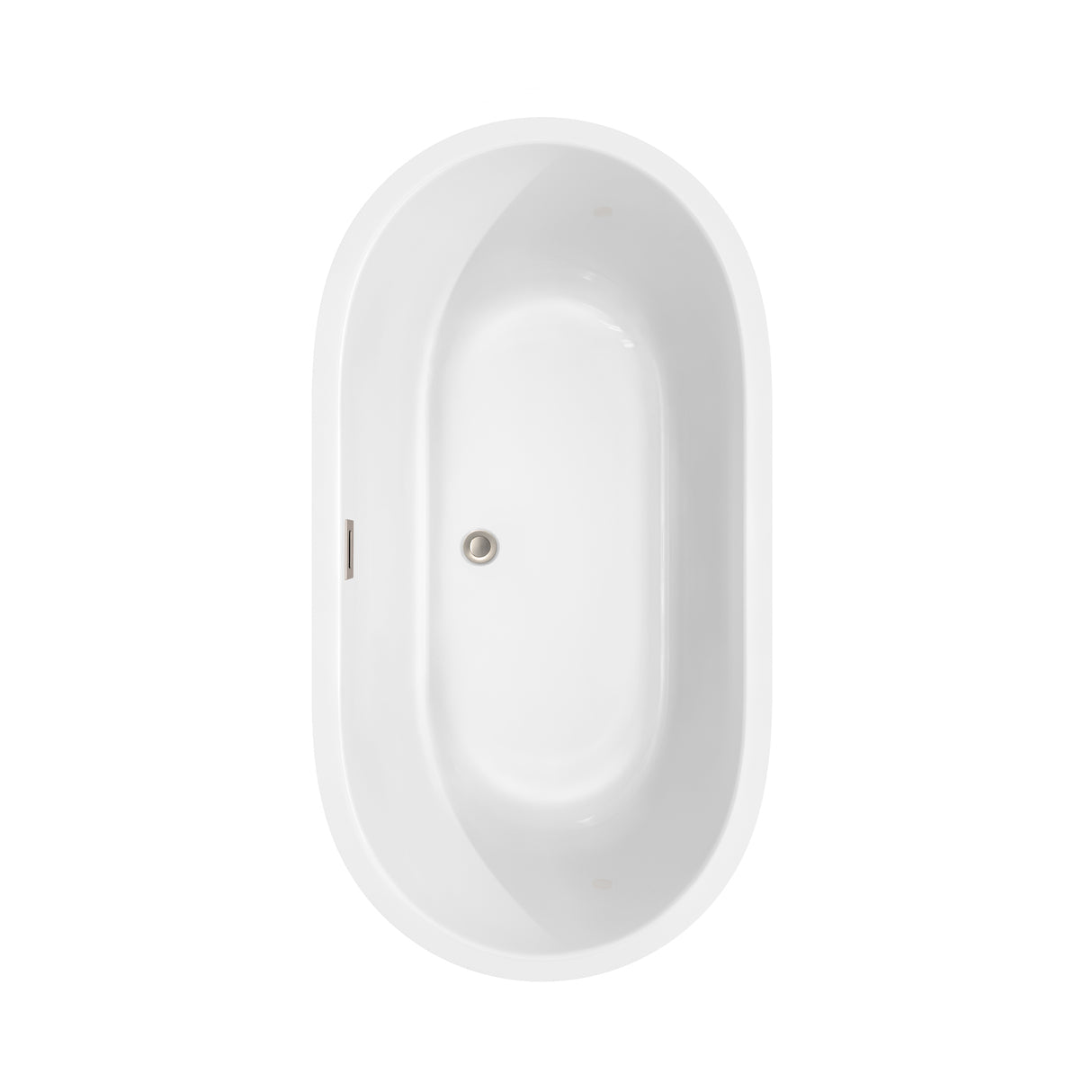 Juliette 60 Inch Freestanding Bathtub in White with Brushed Nickel Drain and Overflow Trim