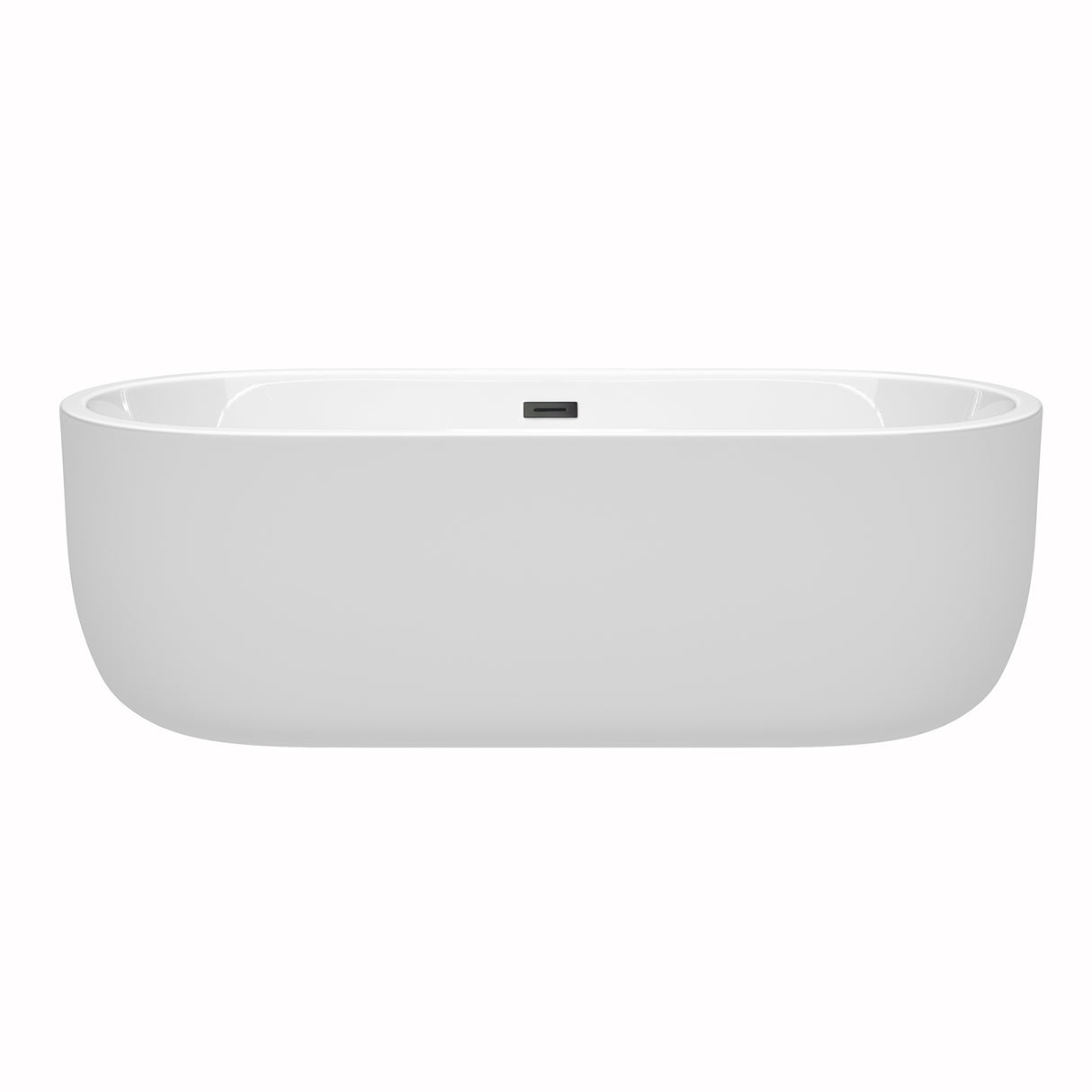 Juliette 71 Inch Freestanding Bathtub in White with Matte Black Drain and Overflow Trim