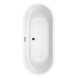 Juliette 71 Inch Freestanding Bathtub in White with Floor Mounted Faucet Drain and Overflow Trim in Matte Black