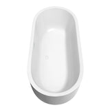 Juliette 71 Inch Freestanding Bathtub in White with Shiny White Trim and Floor Mounted Faucet in Matte Black
