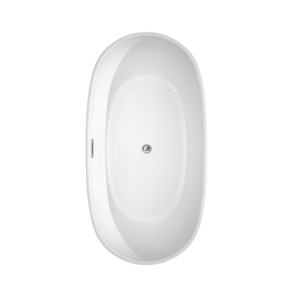 Rebecca 60 Inch Freestanding Bathtub in White with Polished Chrome Drain and Overflow Trim