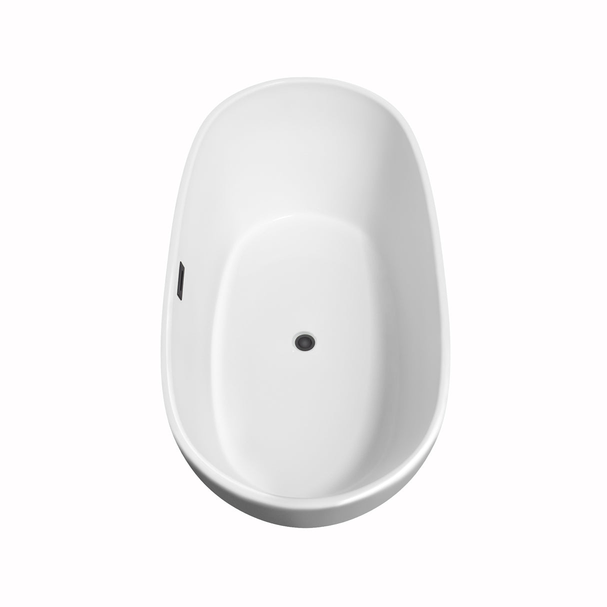 Rebecca 60 Inch Freestanding Bathtub in White with Floor Mounted Faucet Drain and Overflow Trim in Matte Black
