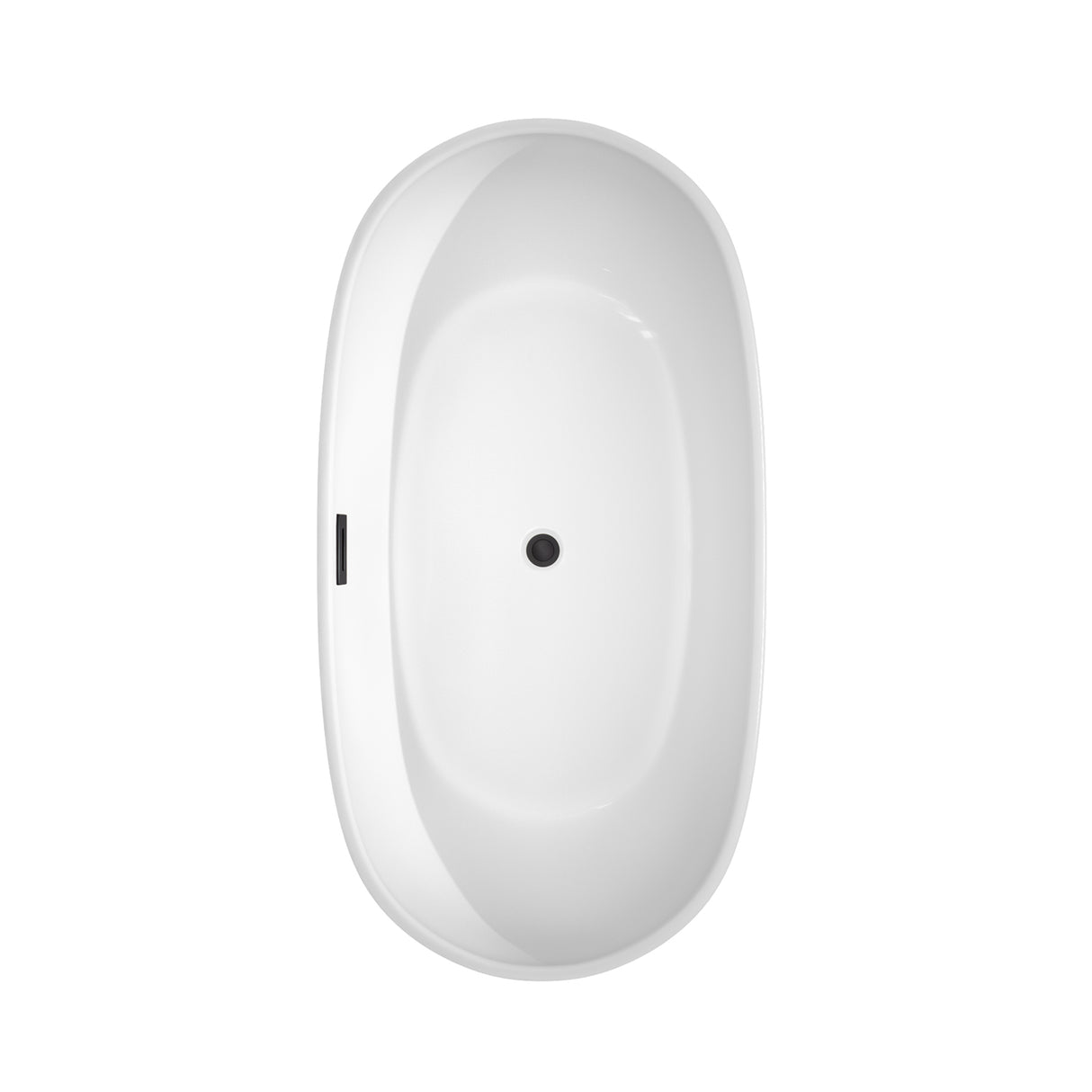 Rebecca 60 Inch Freestanding Bathtub in White with Floor Mounted Faucet Drain and Overflow Trim in Matte Black