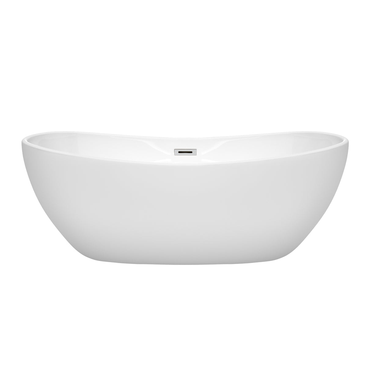 Rebecca 65 Inch Freestanding Bathtub in White with Polished Chrome Drain and Overflow Trim